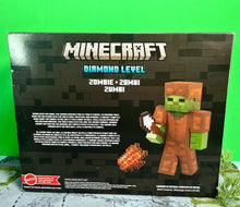 Load image into Gallery viewer, 2024 Mattel Minecraft- DIAMOND LEVEL ZOMBIE (w/ Leather Armor &amp; Iron Shovel)