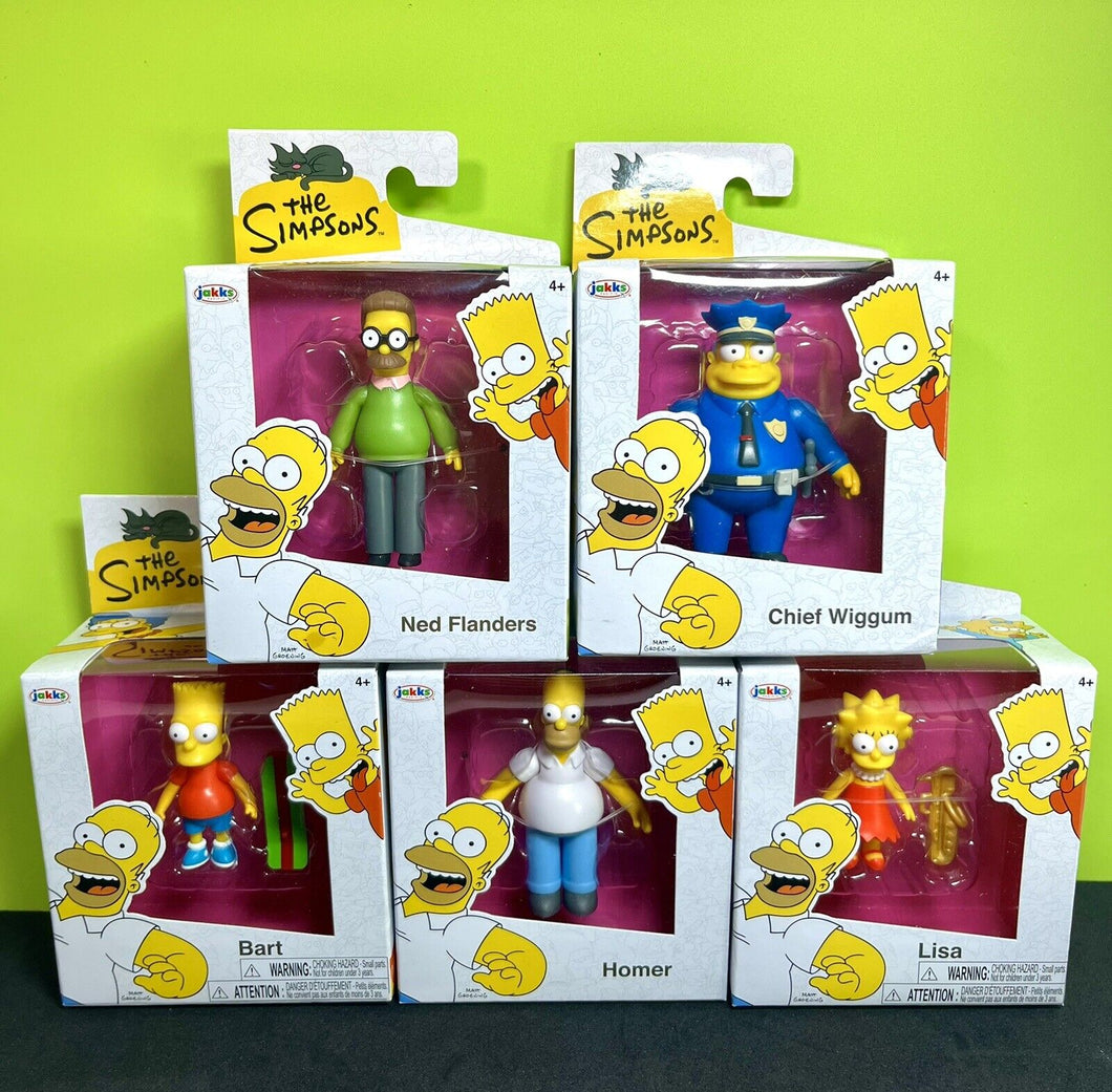 2024 JAKKS The Simpsons 2.5” Figs: HOMER, BART, LISA, NED FLANDERS, CHIEF WIGGUM