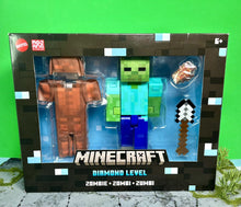 Load image into Gallery viewer, 2024 Mattel Minecraft- DIAMOND LEVEL ZOMBIE (w/ Leather Armor &amp; Iron Shovel)