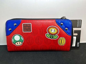 BioWorld Nintendo Super Mario - Mario Items Japanese Trifold Wallet Faux Leather