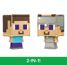 Load image into Gallery viewer, 2024 Minecraft Flippin’ Figs - STEVE + IRON ARMOR STEVE 2-in-1 Figure
