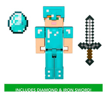 Load image into Gallery viewer, 2024 Minecraft 15th Anniversary Figure: ALEX IN DIAMOND ARMOR (w/ Iron Sword)
