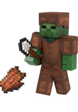 Load image into Gallery viewer, 2024 Mattel Minecraft- DIAMOND LEVEL ZOMBIE (w/ Leather Armor &amp; Iron Shovel)