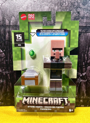 2024 Minecraft 15th Anniversary Figure: STONE MASON (w/ Stonecutter & Emerald)