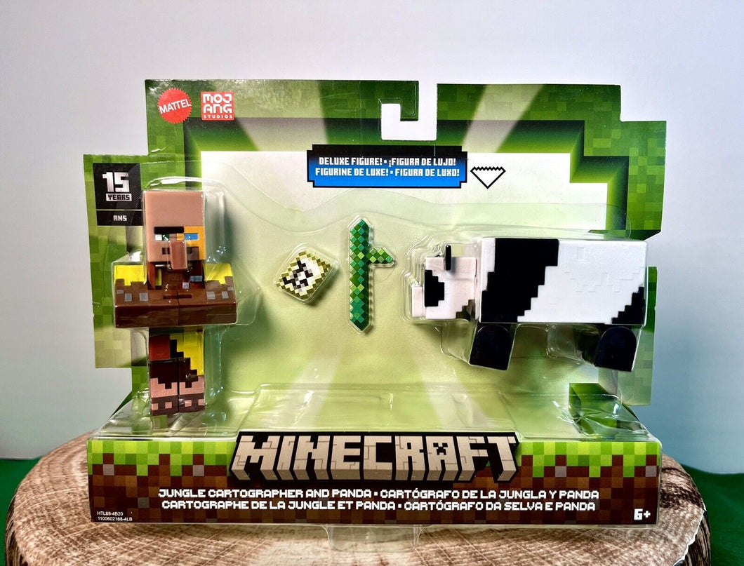 2024 Minecraft 15th Anniversary Figure 2-Pack: JUNGLE CARTOGRAPHER & PANDA