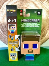 Load image into Gallery viewer, 2024 Minecraft Flippin’ Figs - STEVE + IRON ARMOR STEVE 2-in-1 Figure