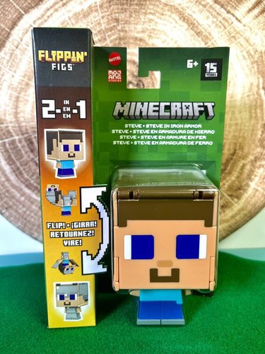 2024 Minecraft Flippin’ Figs - STEVE + IRON ARMOR STEVE 2-in-1 Figure