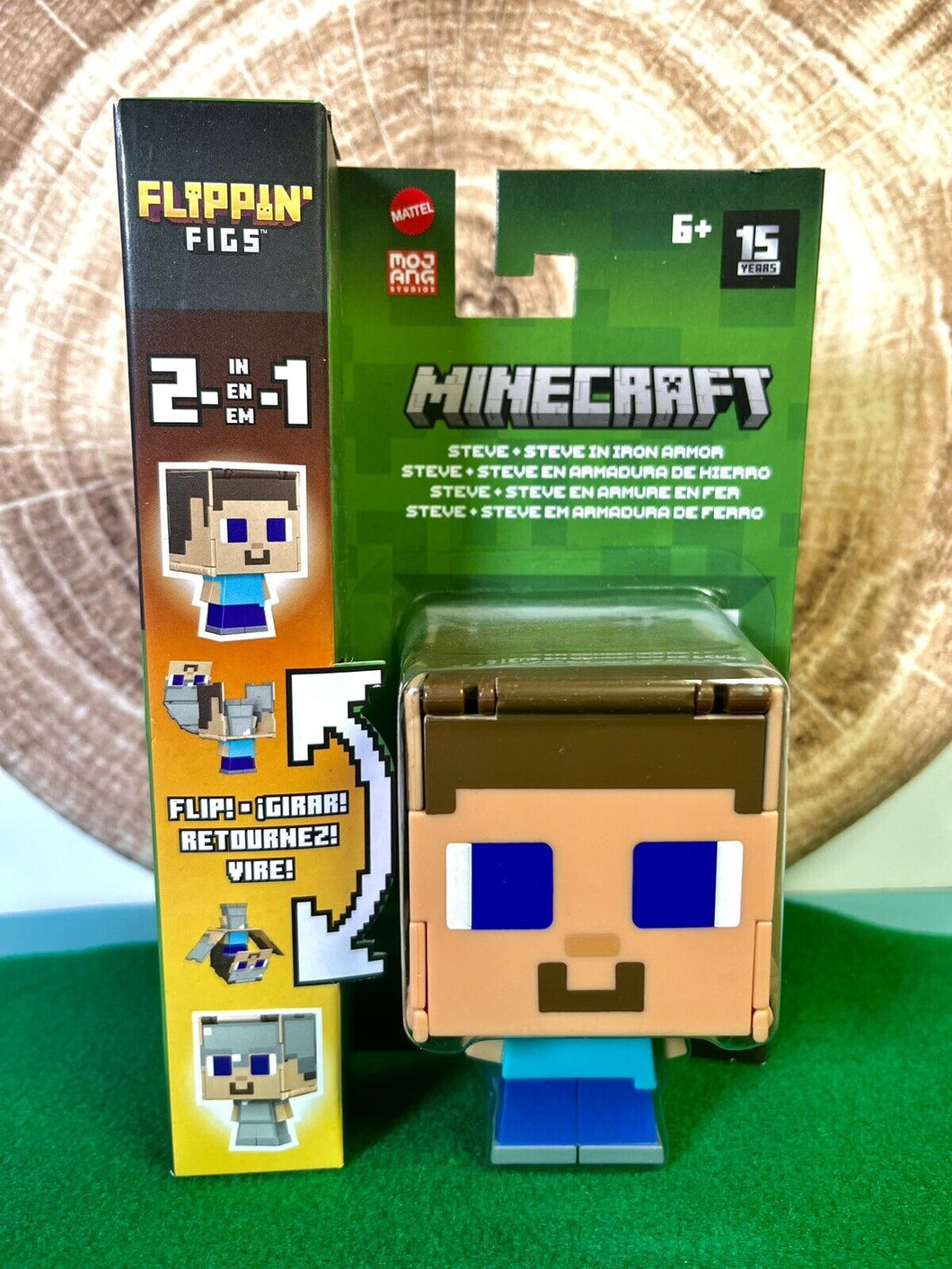 2024 Minecraft Flippin’ Figs - STEVE + IRON ARMOR STEVE 2-in-1 Figure