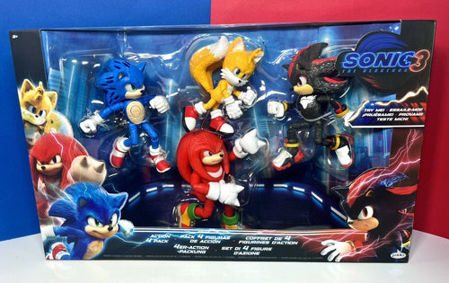 2024 JAKKS Pacific Sonic the Hedgehog 3 Movie Action Figures 4-Pack (Lights Up!)