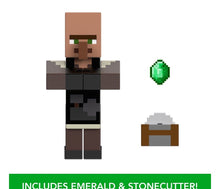 Load image into Gallery viewer, 2024 Minecraft 15th Anniversary Figure: STONE MASON (w/ Stonecutter &amp; Emerald)