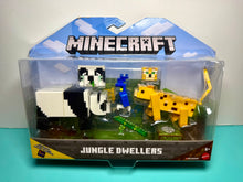Load image into Gallery viewer, 2019 Minecraft Jungle Dwellers 3pk: PANDA, BLUE PARROT, and OCELOT Figures