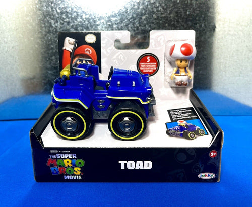 2023 JAKKS Pacific The Super Mario Bros. Movie - TOAD w/ Pull Back Kart Racer