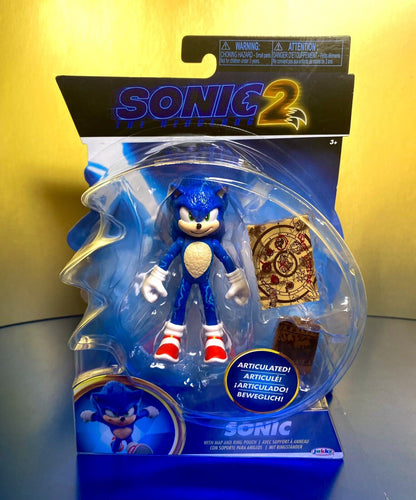 2022 JAKKS Pacific - Sonic the Hedgehog 2 (Movie) Figure - SONIC (w Map & Pouch)