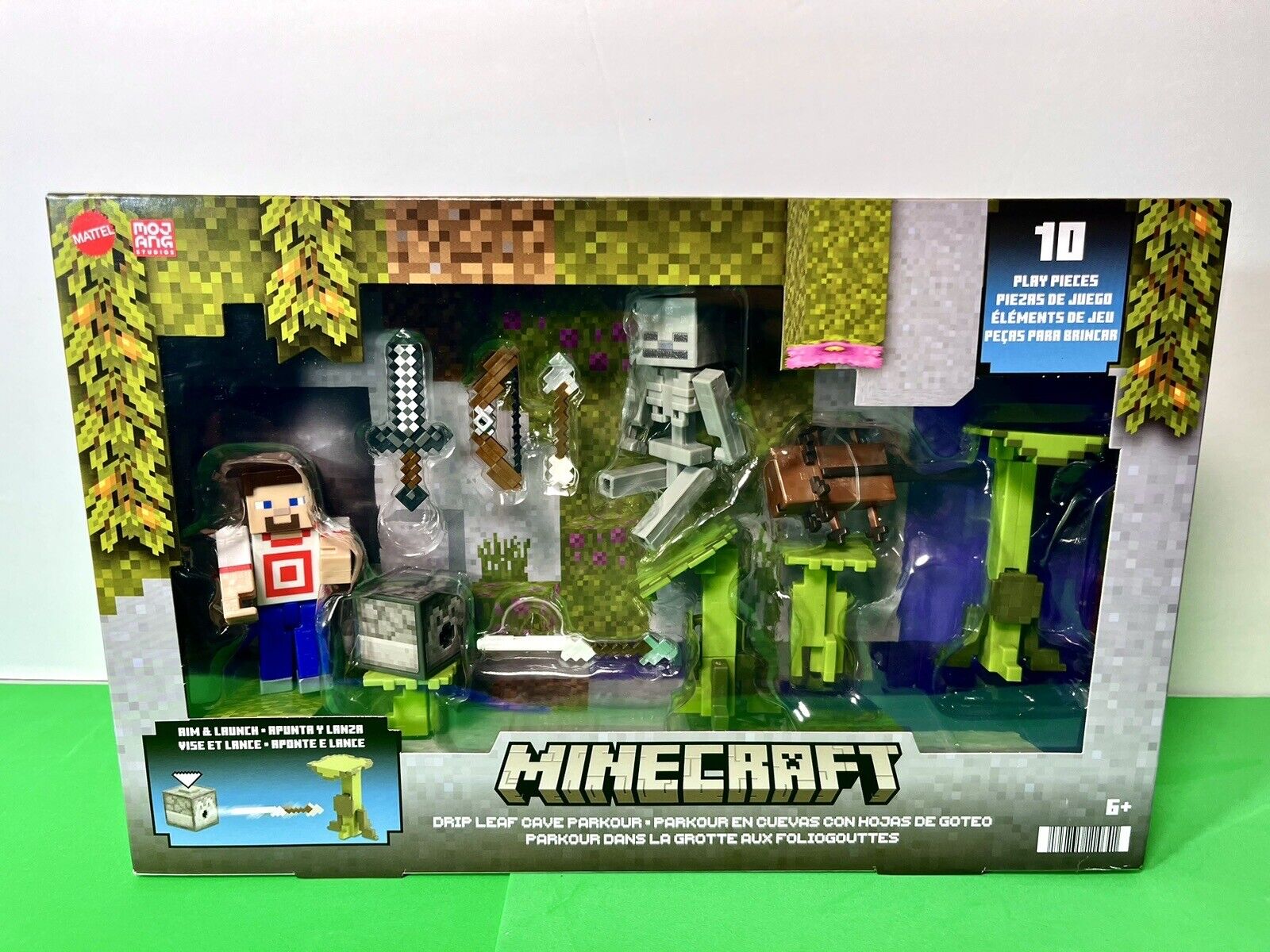 2023 Minecraft Drip Leaf Cave Parkour Set w/ Steve, Skeleton
