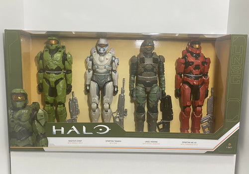 HALO UNSC 4 Figure Pack:  MASTER CHIEF, MARINE, TANAKA, SPARTAN MK VII w/Weapons