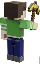 Load image into Gallery viewer, 2022 Minecraft Build-a-Portal Action Figure: STEVE (Creeper Shirt, Gold Pickaxe)