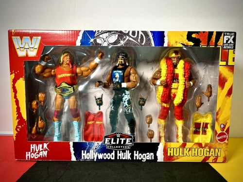 2024 WWE Elite Hulkamania 40th Anniversary: Hulk Hogan (80s, 90s, 2000s) 3 Pack