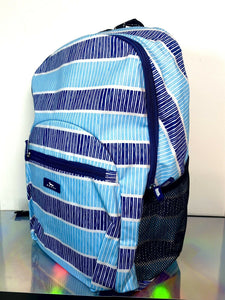 SCOUT Big Draw Water-Resistant Backpack - Light-Blue / Marine Blue Stripes