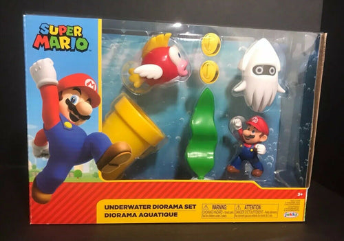 World of Nintendo Underwater Super Mario Lot 2.5 Jakks Diorama Set 