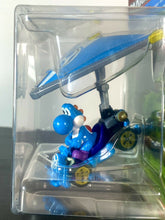 Load image into Gallery viewer, 2022 Hot Wheels Mario Kart: LIGHT-BLUE YOSHI Pipe Frame + Super Glider Car