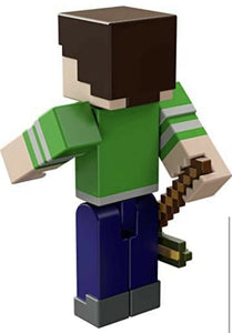 2022 Minecraft Build-a-Portal Action Figure: STEVE (Creeper Shirt, Gold Pickaxe)
