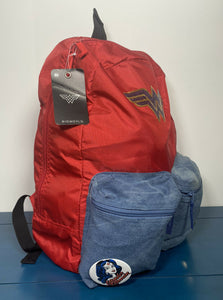 BioWorld DC Classic Wonder Woman (1975) Red Backpack w/ Pins and Patch