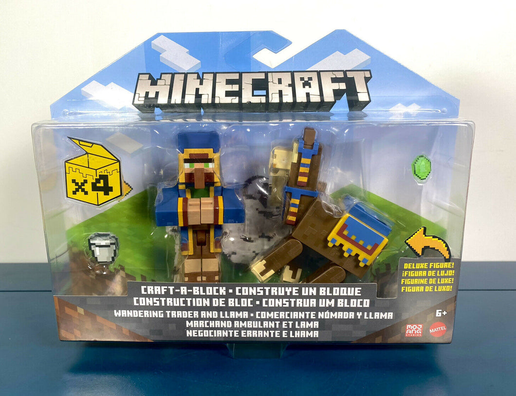 2021 Minecraft Craft-A-Block Figure 2-Pack: WANDERING TRADER AND LLAMA