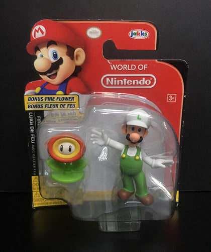 2019 JAKKS Pacific World Of Nintendo Figure: Fire Luigi with Bonus Fire Flower