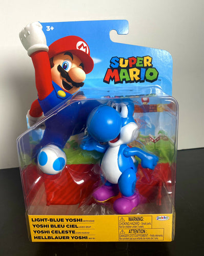 2021 JAKKS Pacific World of Nintendo 4” Action Figure: LIGHT-BLUE YOSHI (w/ Egg)