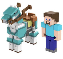 Load image into Gallery viewer, 2021 Minecraft Craft-A-Block Figure 2-Pack: STEVE AND ARMORED HORSE