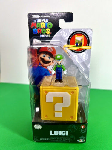 2023 JAKKS The Super Mario Bros. Movie Minifigure - LUIGI (w/ Question Block)