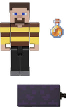 Load image into Gallery viewer, 2022 Minecraft Build-a-Portal Action Figure: BEE SHIRT STEVE (w/ Potion)
