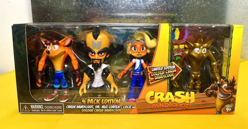 2023 Headstart Crash Bandicoot Characters 4-Pack w/ LIMITED GOLD CRASH BANDICOOT