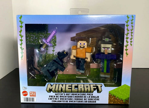 2022 Mattel Minecraft - WITCH’S HUT ADVENTURE PACK w/ Steve, Witch, & Black Cat