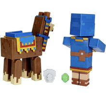 Load image into Gallery viewer, 2021 Minecraft Craft-A-Block Figure 2-Pack: WANDERING TRADER AND LLAMA