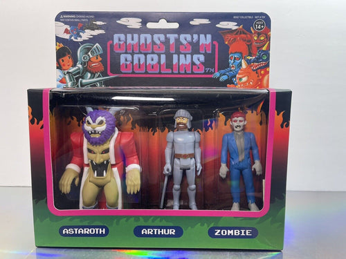 Ghosts'n Goblins Astaroth Arthur Zombie Figure Set ReAction Super 7 Capcom NEW