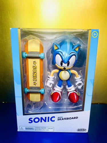 2022 JAKKS Gold Sonic the Hedgehog Action Figure - CLASSIC SONIC with Skateboard