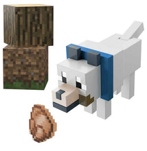 Load image into Gallery viewer, 2021 Minecraft Craft-a-Block Action Figure: WOLF (Blue Collar)