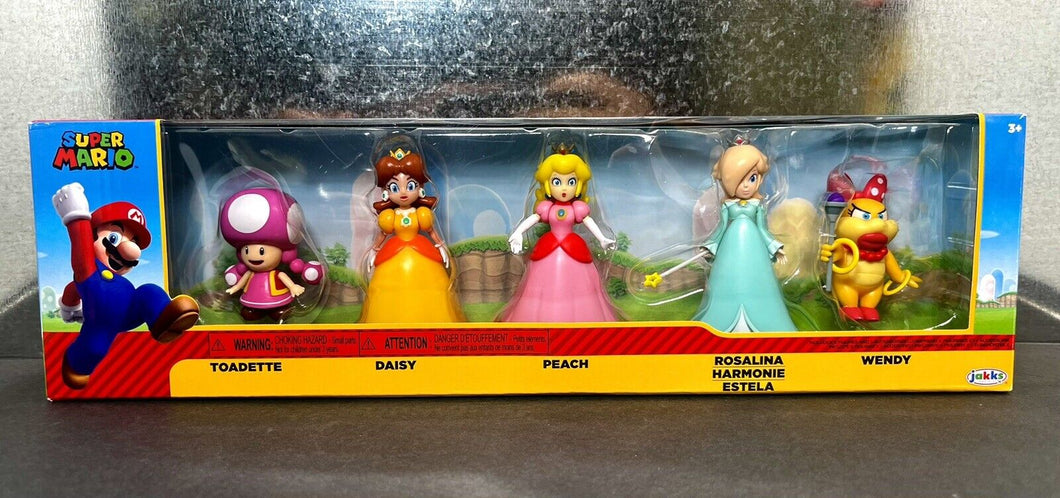 2022 JAKKS Super Mario 5-Figure Pack - Toadette, Daisy, Peach, Rosalina, Wendy