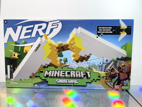 NERF Minecraft Sabrewing Motorized Blaster Bow 8 Elite Darts 8-Dart Clip Elec...
