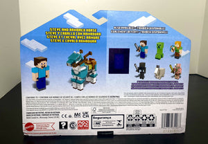 2021 Minecraft Craft-A-Block Figure 2-Pack: STEVE AND ARMORED HORSE