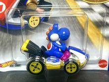 Load image into Gallery viewer, 2022 Hot Wheels Mario Kart - BLUE YOSHI (Standard Kart) Diecast Car