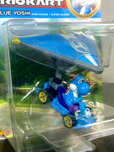 Load image into Gallery viewer, 2022 Hot Wheels Mario Kart: LIGHT-BLUE YOSHI Pipe Frame + Super Glider Car