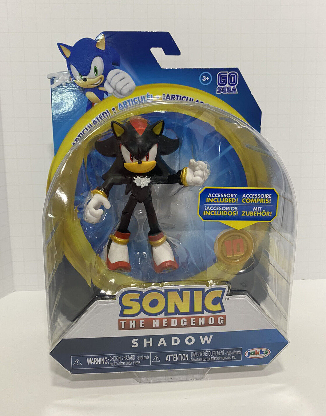 2020 JAKKS Pacific Sonic the Hedgehog Action Figure: SHADOW (w/ 10-Ring)