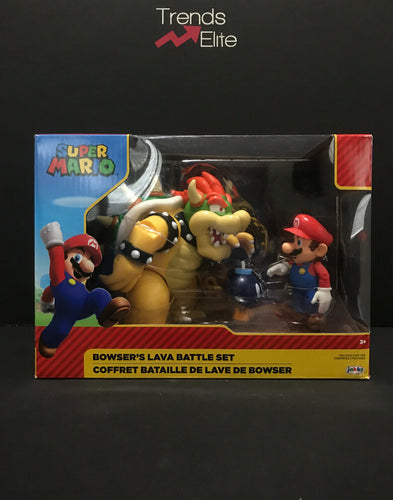 World of Nintendo ~ BOWSER'S LAVA BATTLE SET ~ Mario, Bob-omb & Bowser - Jakks