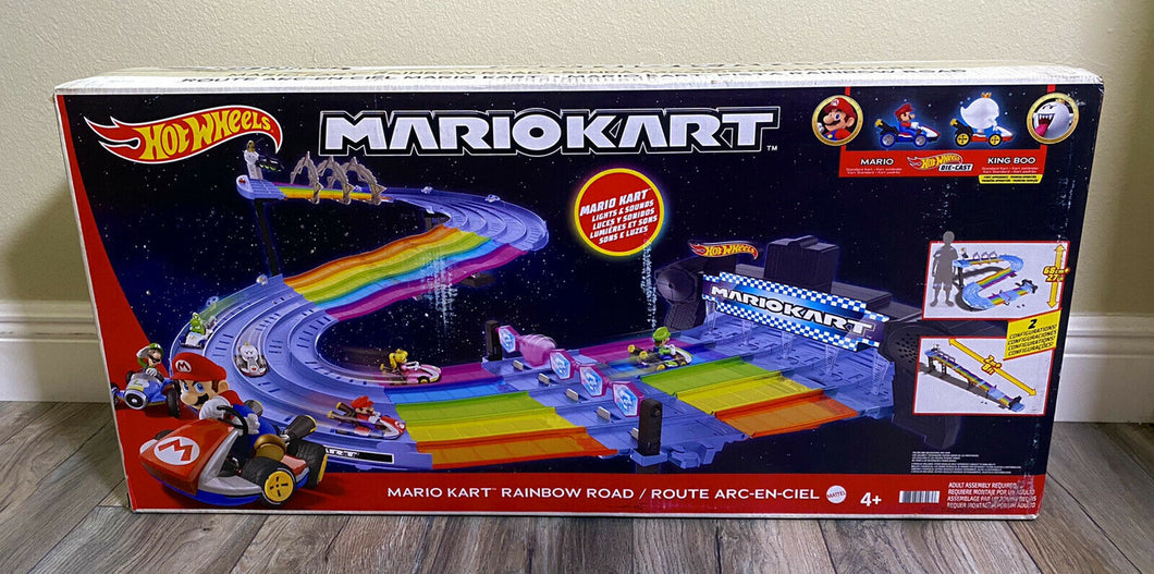 2021 Hot Wheels Mario Kart - RAINBOW ROAD 8-Foot Track Set w/ Lights & Sounds!