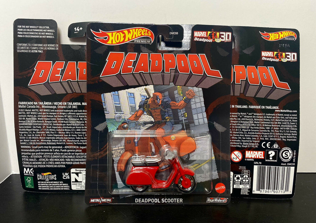 2021 Hot Wheels Premium Real Riders - Deadpool 30th Anniv - Deadpool Scooter