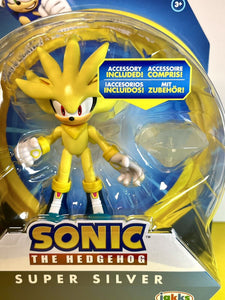 2023 JAKKS Pacific Sonic the Hedgehog Figure: SUPER SILVER (w/ Chaos Emerald)