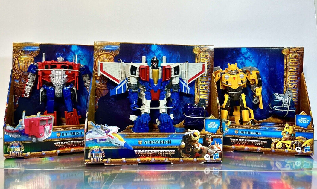 Transformers Rise of the Beasts - Optimus Prime, Starscream, & Bumblebee 3-Pack!